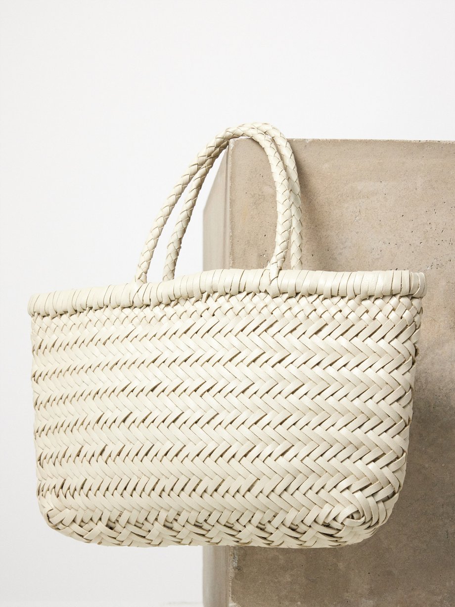 White Gora mini woven-leather basket bag | Dragon Diffusion | MATCHES UK