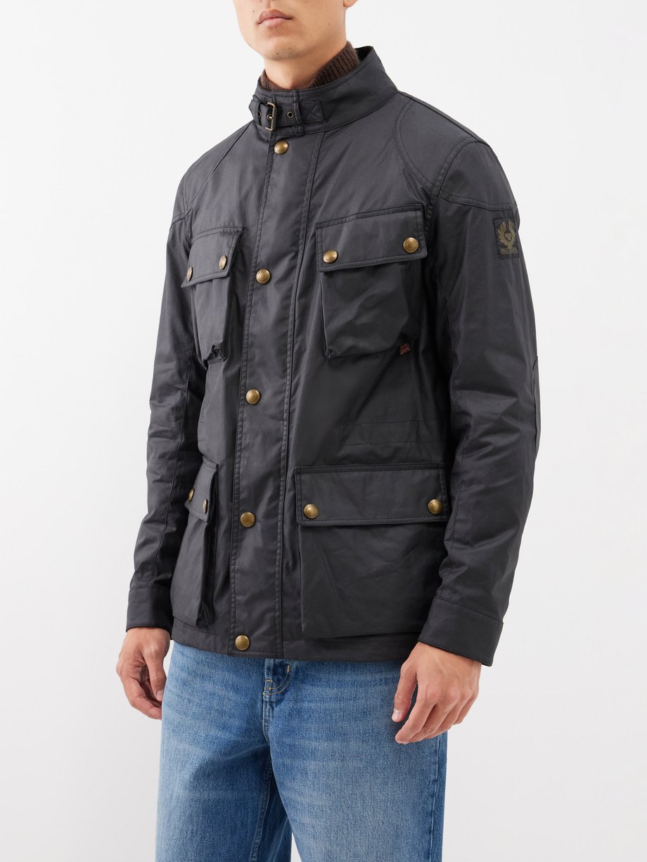 Black Fieldmaster patch-pocket waxed cotton jacket | Belstaff | MATCHES UK