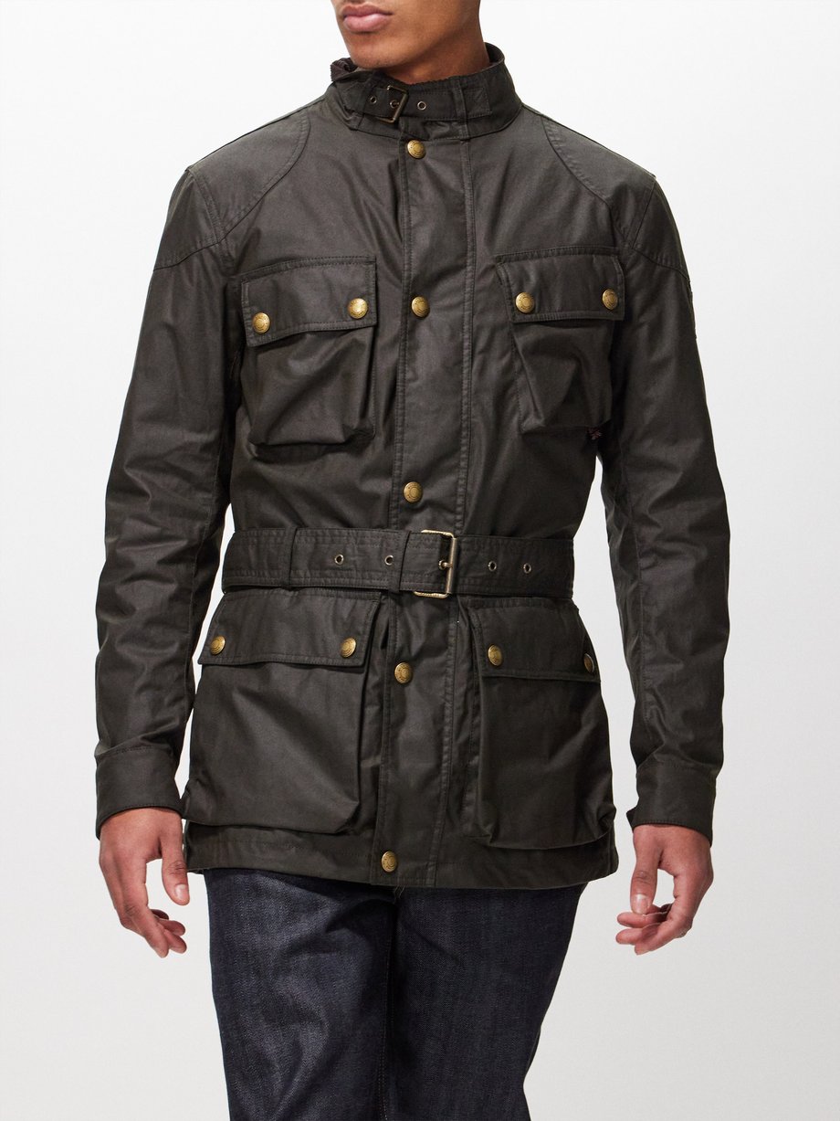Green Trialmaster belted waxed-cotton field jacket | Belstaff | MATCHES UK