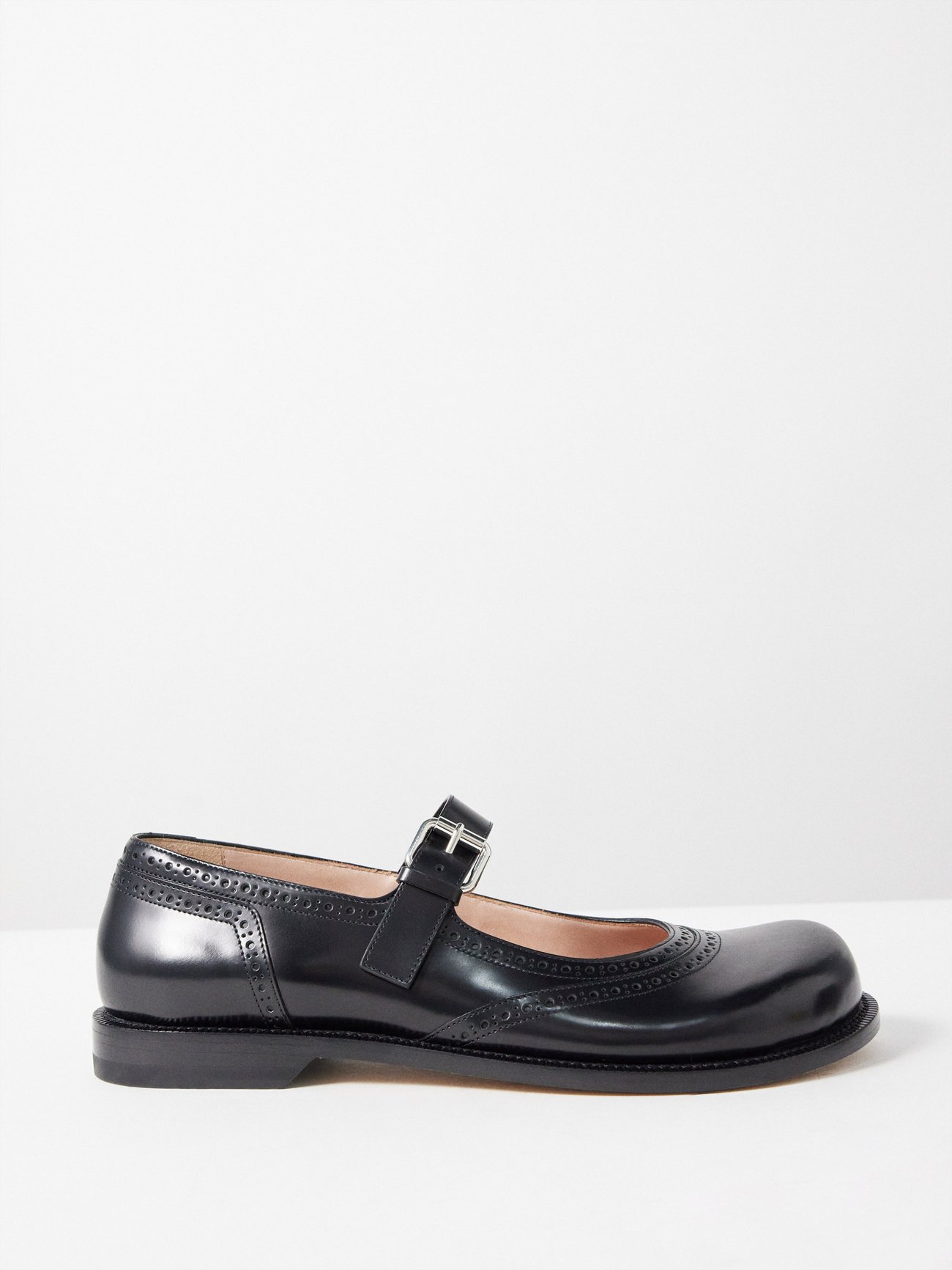 Black Campo leather Mary Jane flats | LOEWE | MATCHES UK