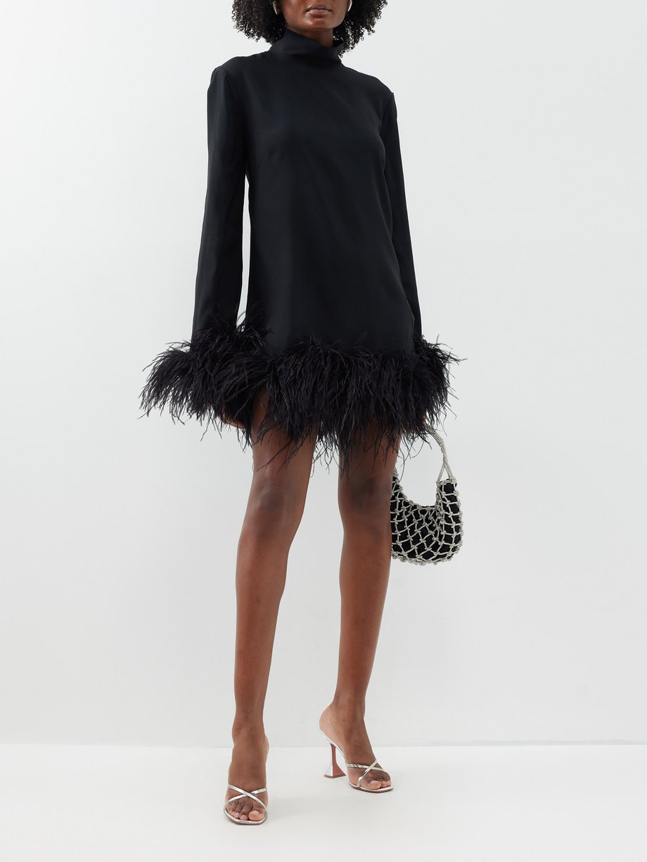 Black Gina feather-trim crepe mini dress | Taller Marmo | MATCHES UK