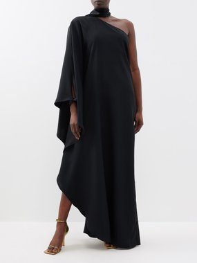 Taller Marmo Garbo Feather-Trim Dress - Black
