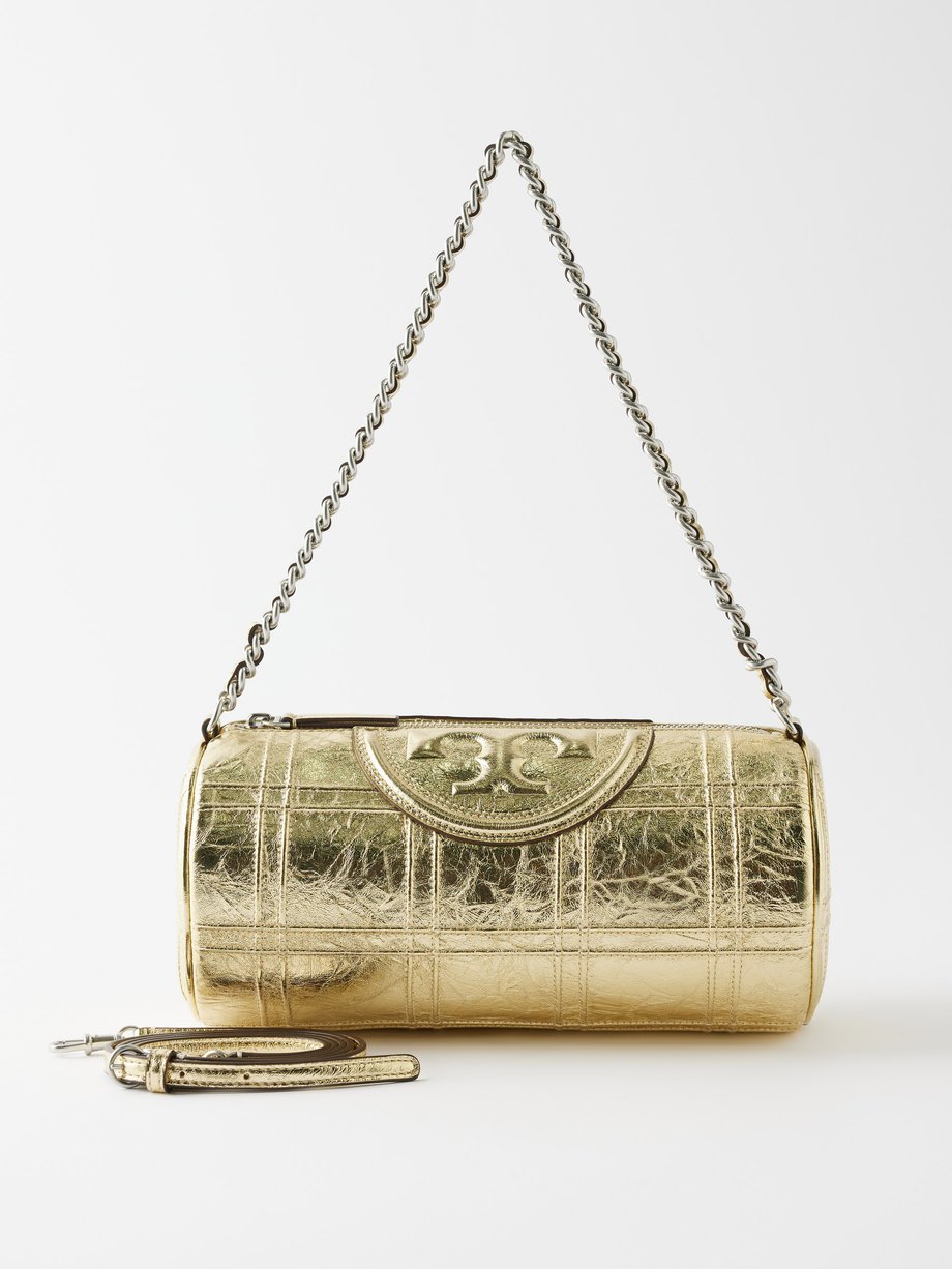 Gold Fleming metallic quilted-leather shoulder bag | Tory Burch ...