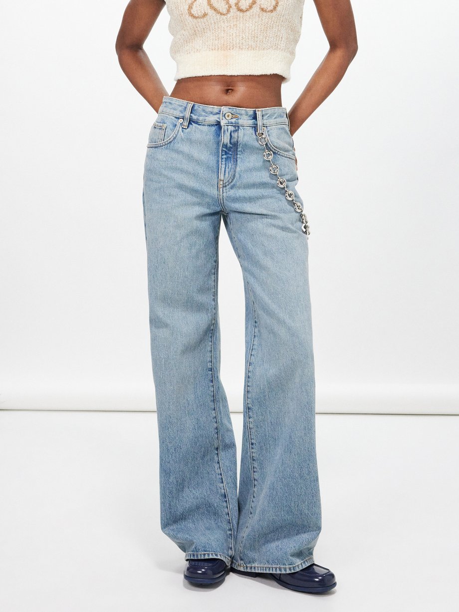 Blue Chain-detail wide-leg jeans | LOEWE | MATCHES UK