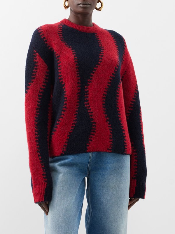 LOEWE Distorted-stripe wool-blend sweater