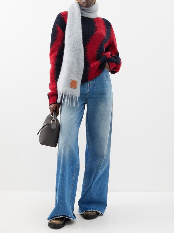 LOEWE Distorted-stripe wool-blend sweater