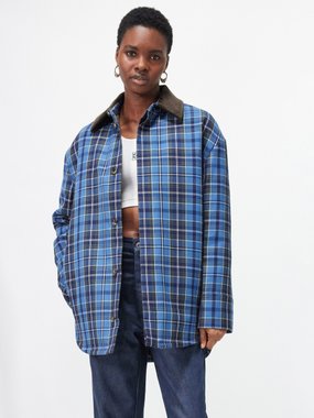 LOEWE Corduroy-collar cotton-blend flannel overshirt