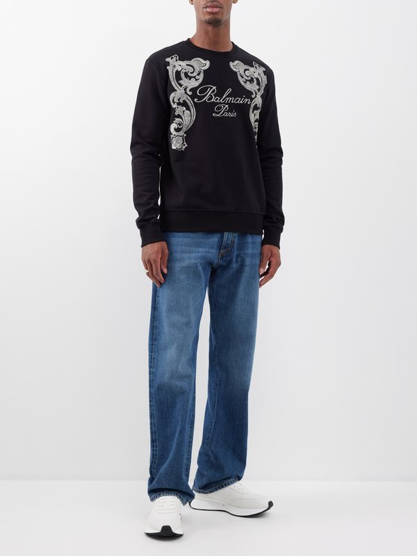 Balmain Paisley-print organic cotton-jersey sweatshirt