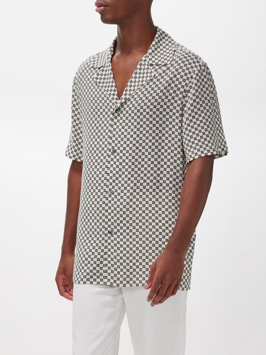 Balmain Monogram-print satin shirt