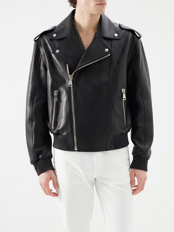 Balmain Leather bomber jacket
