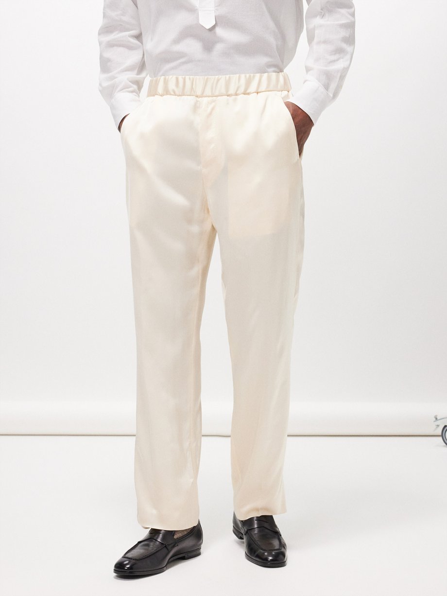 Lardini Elasticated-waist satin trousers