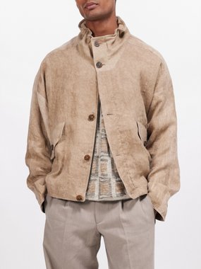 Giorgio Armani Funnel-neck linen blouson jacket