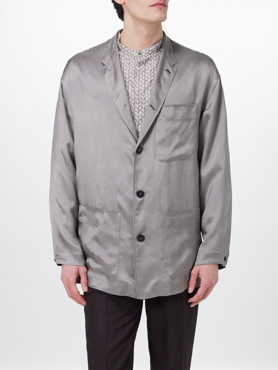 Giorgio Armani Patch-pocket diamond-jacquard jacket