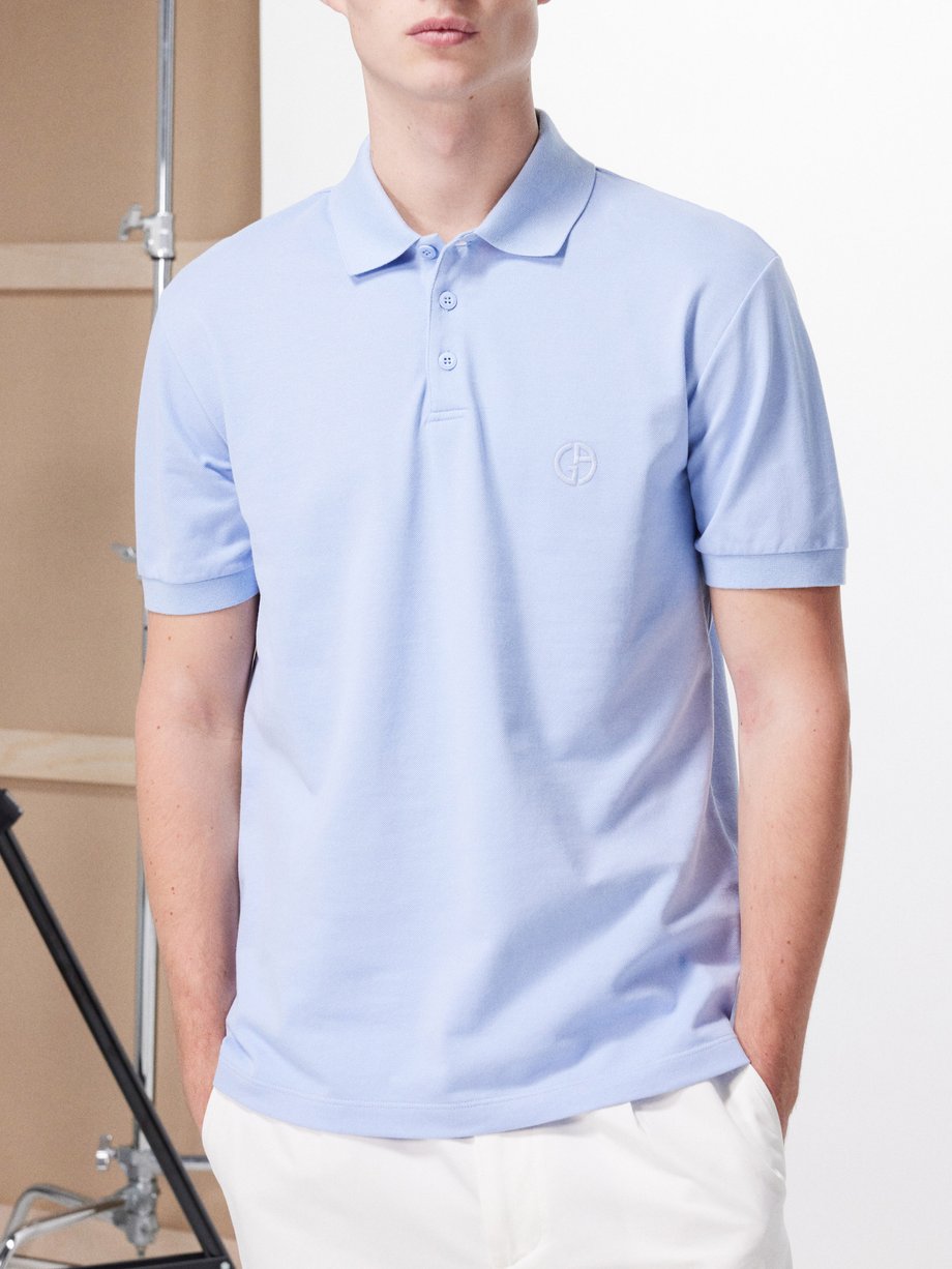 Giorgio Armani Logo-embroidered cotton-blend piqué polo shirt