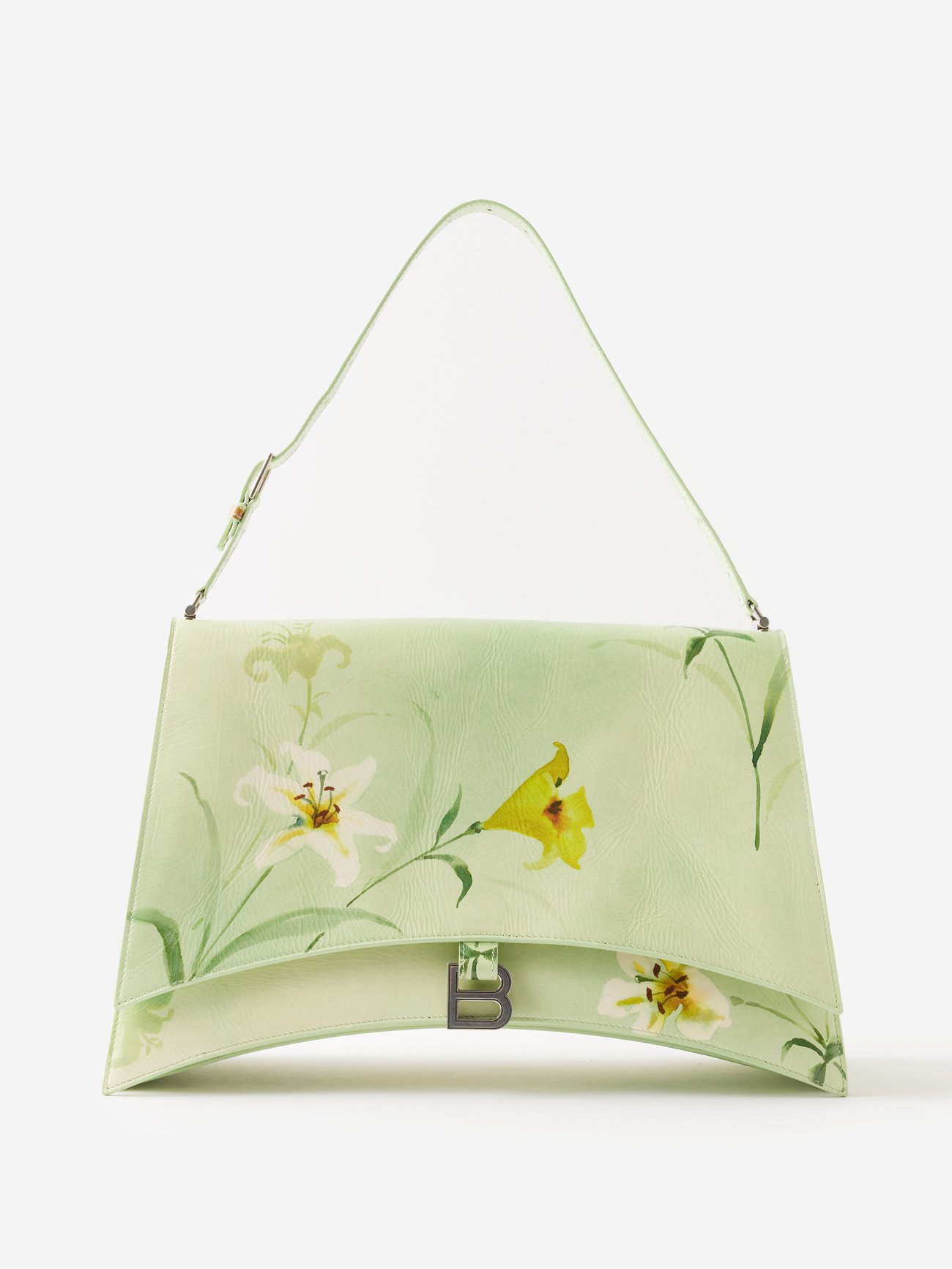 Green Crush L floral-print leather shoulder bag | Balenciaga ...