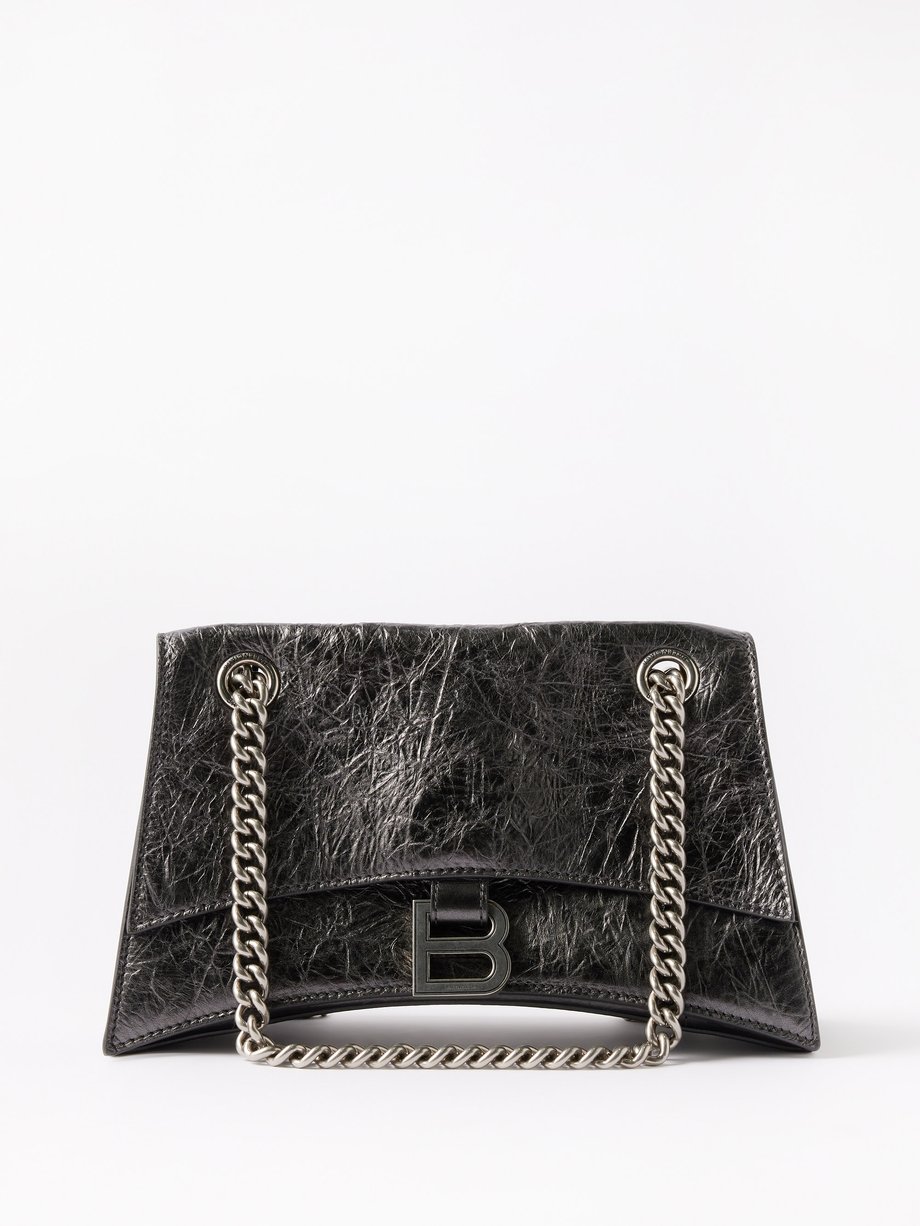 Women's crush small chain bag metallized in dark grey - Balenciaga