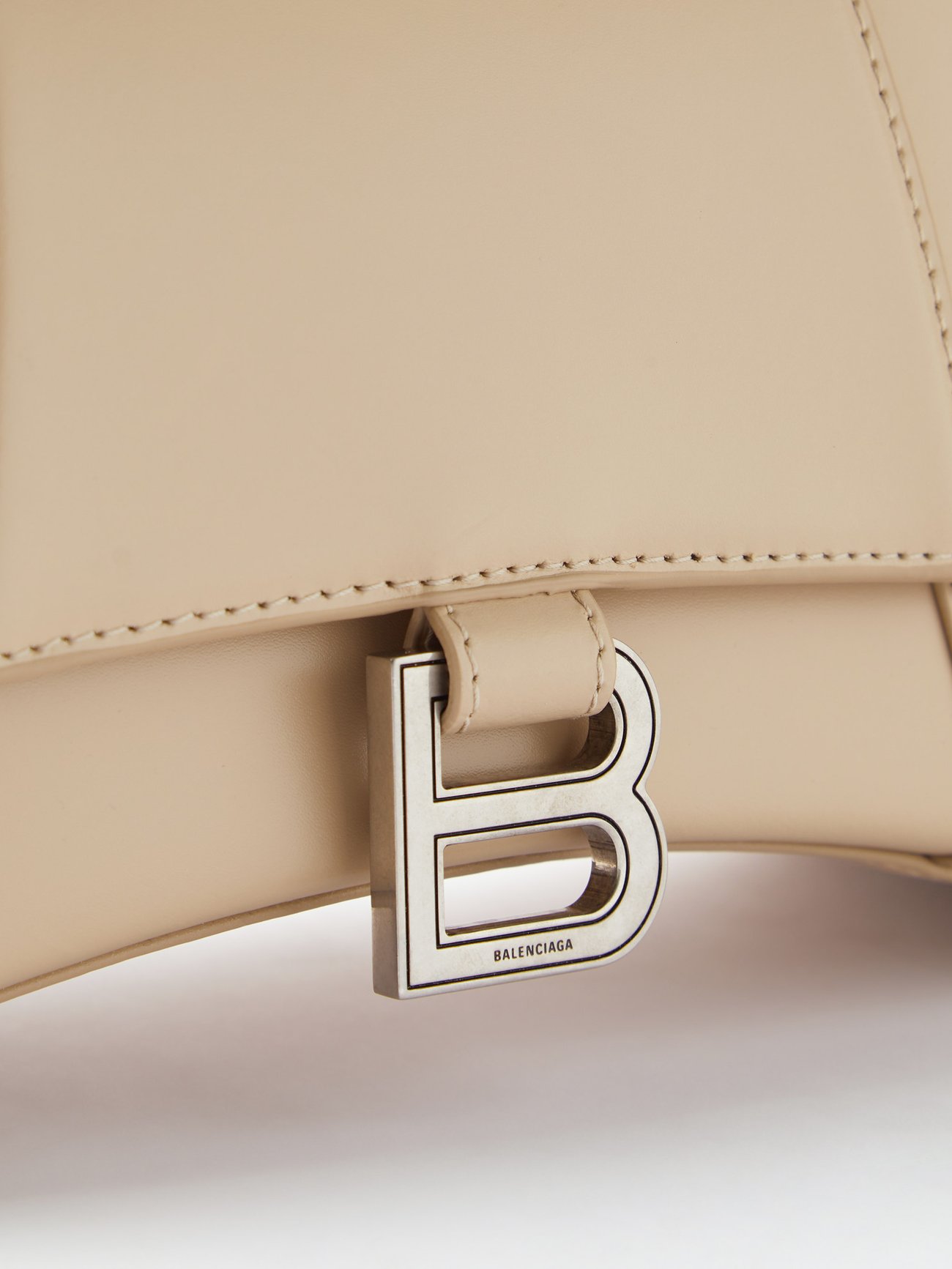 Beige Hourglass S leather bag, Balenciaga