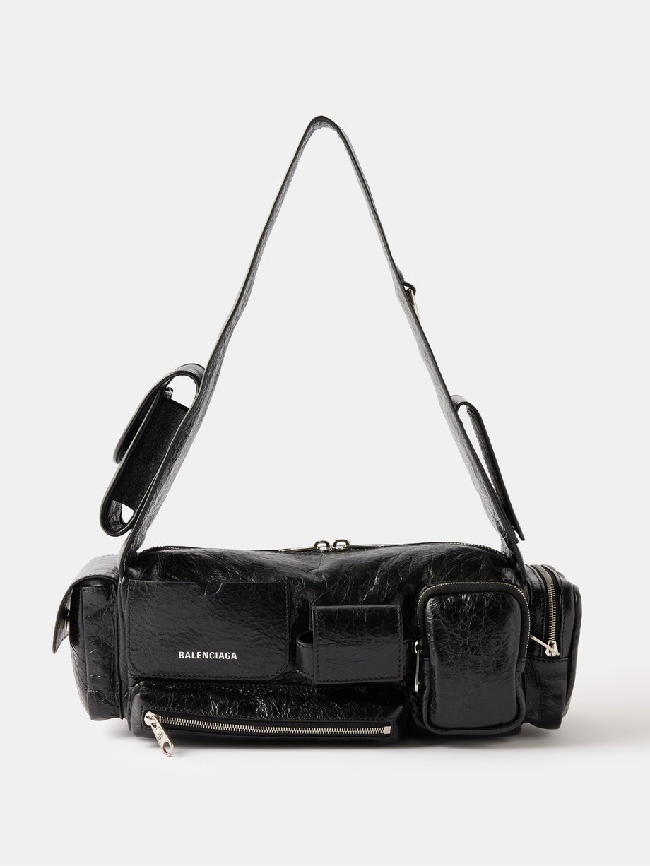 Black Superbusy XS crinkled-leather shoulder bag | Balenciaga | MATCHES UK