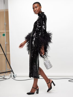 Taller Marmo Del Rio Disco feather-trim sequinned dress
