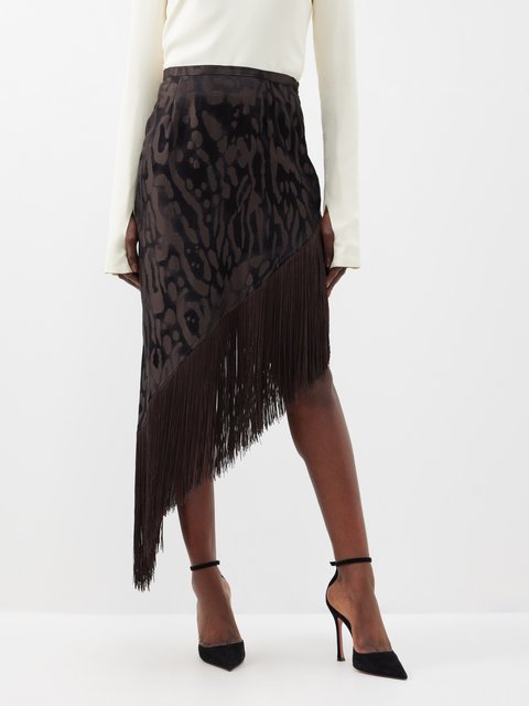 Leopard Jacquard Midi Skirt