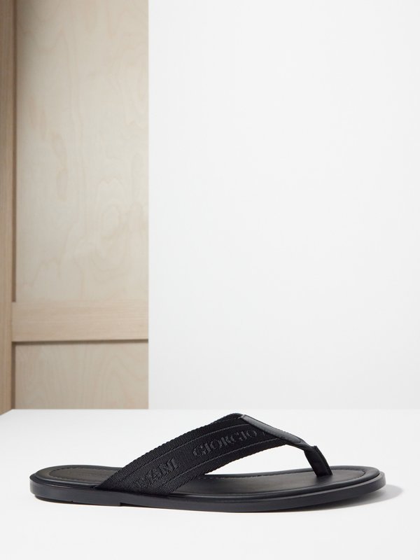 Giorgio Armani Logo-jacquard leather sandals