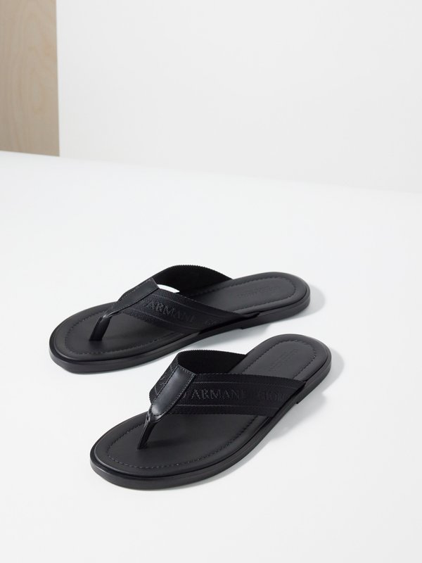 Giorgio Armani Logo-jacquard leather sandals