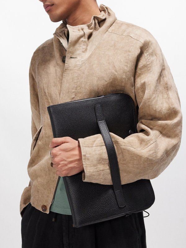 Giorgio Armani Grained-leather zip pouch