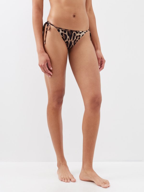 Dolce & Gabbana Bas de bikini noué à imprimé léopard
