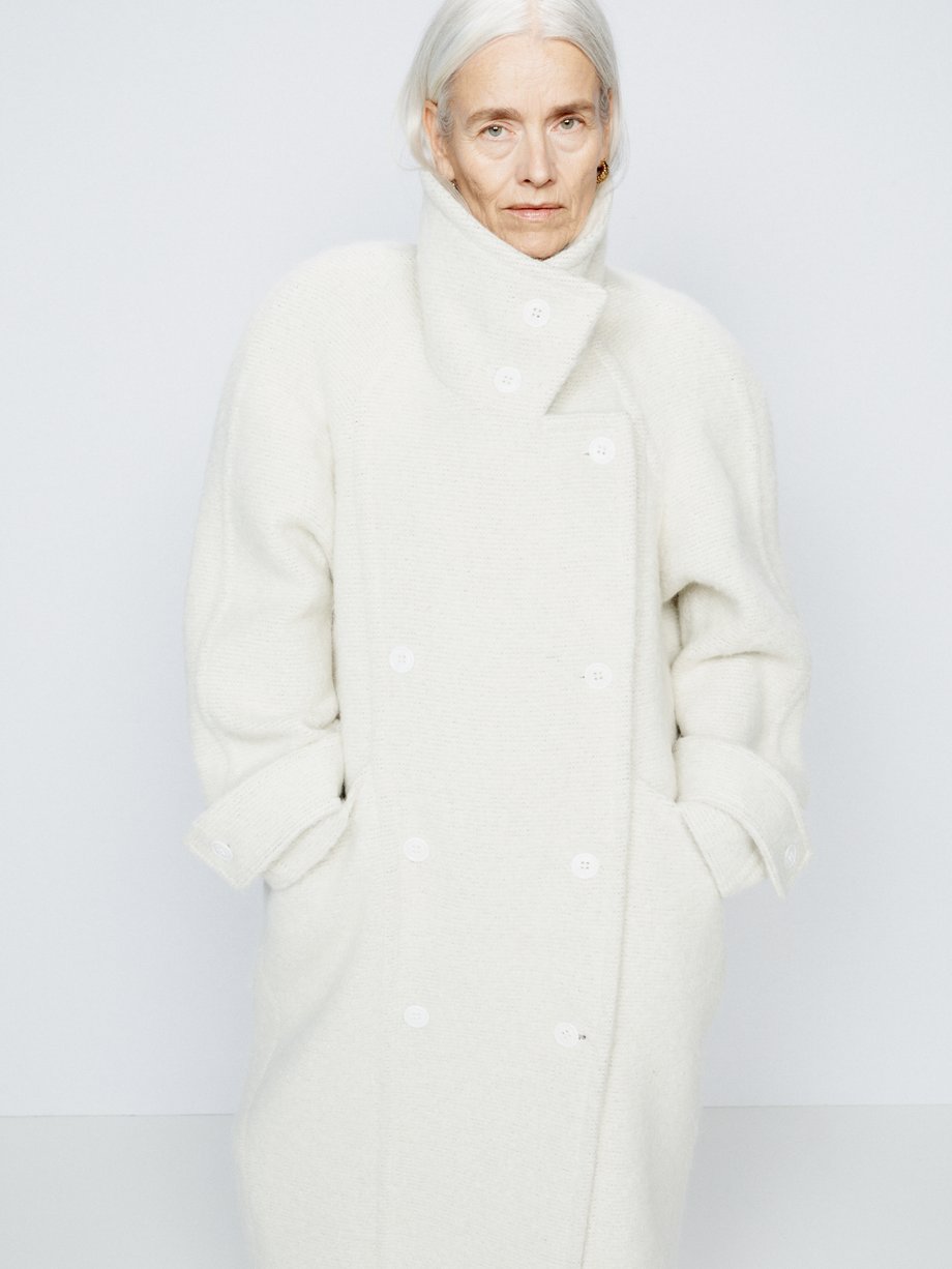 White Oversized belted funnel neck blanket coat | Raey | MATCHES UK