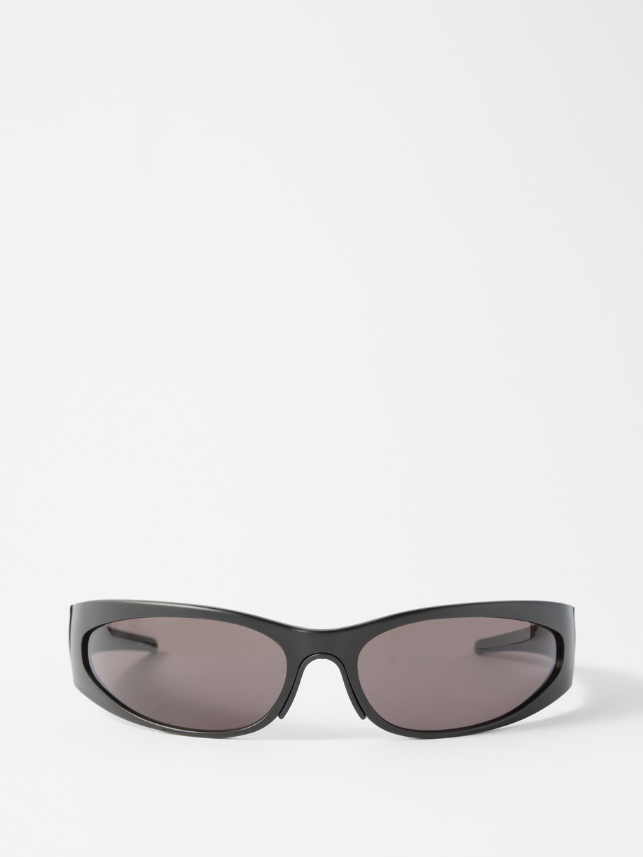 Black Oval metal wrap sunglasses, Balenciaga