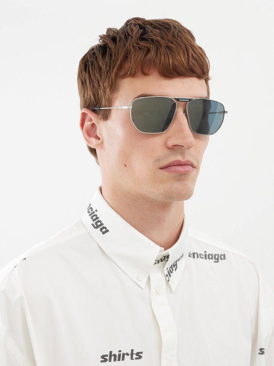 Balenciaga Eyewear (Balenciaga) Angular aviator metal sunglasses