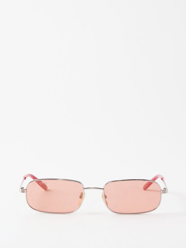 Gucci Eyewear (Gucci) GG-logo rectangular metal sunglasses
