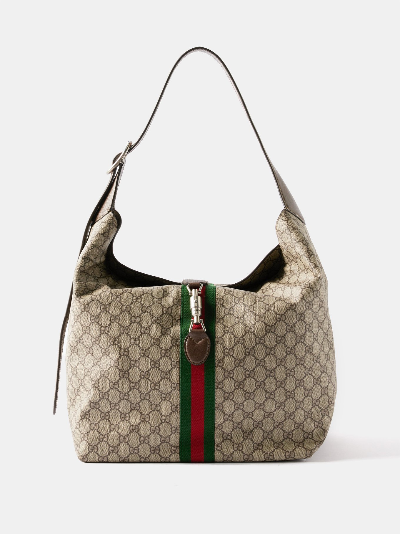 Gucci Beige/Brown GG Supreme Canvas and Leather Clasp Crossbody