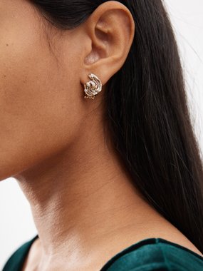 Bibi van der Velden Wave Twist diamond & 18kt rose gold earrings