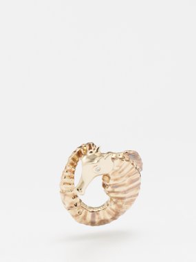 Bibi van der Velden Seahorse Twist diamond & 18kt gold single earring