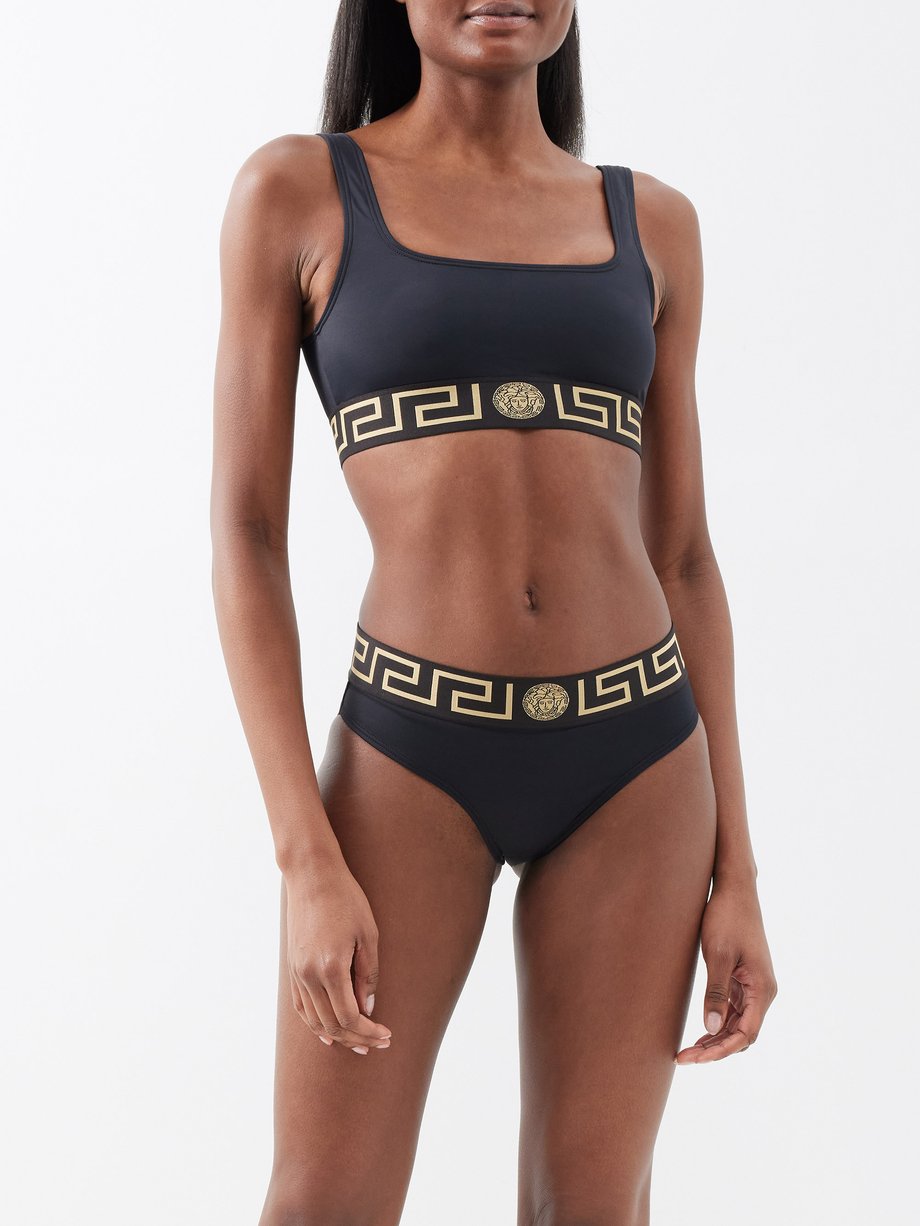 Versace Greca-jacquard bikini top
