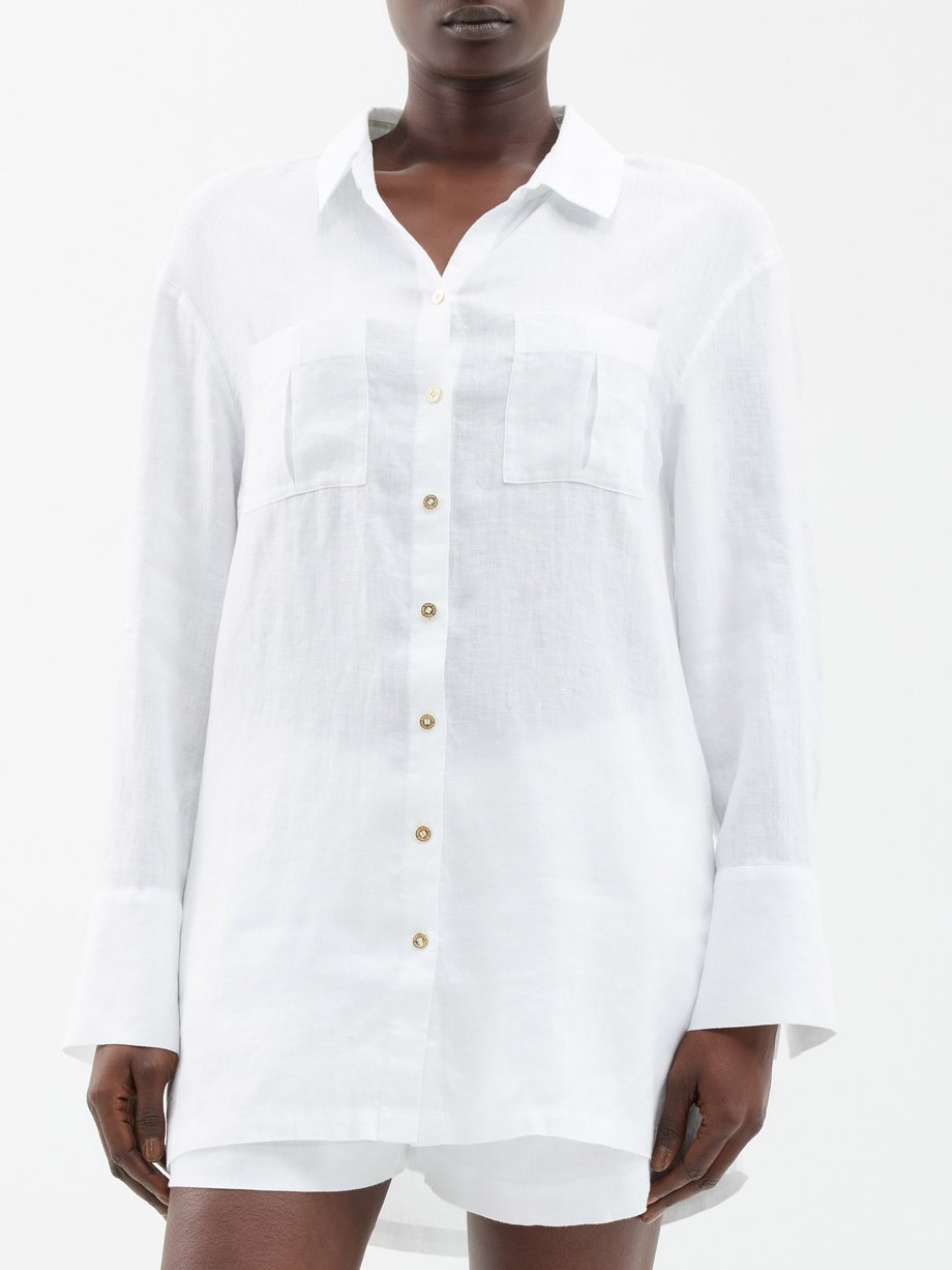 Heidi Klein White Bay patch-pocket linen shirt