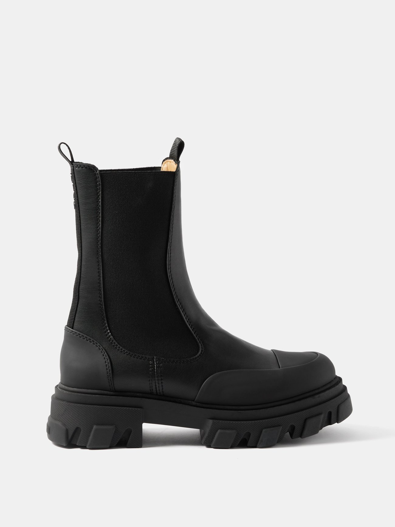 Black Chunky leather Chelsea boots | Ganni | MATCHES UK