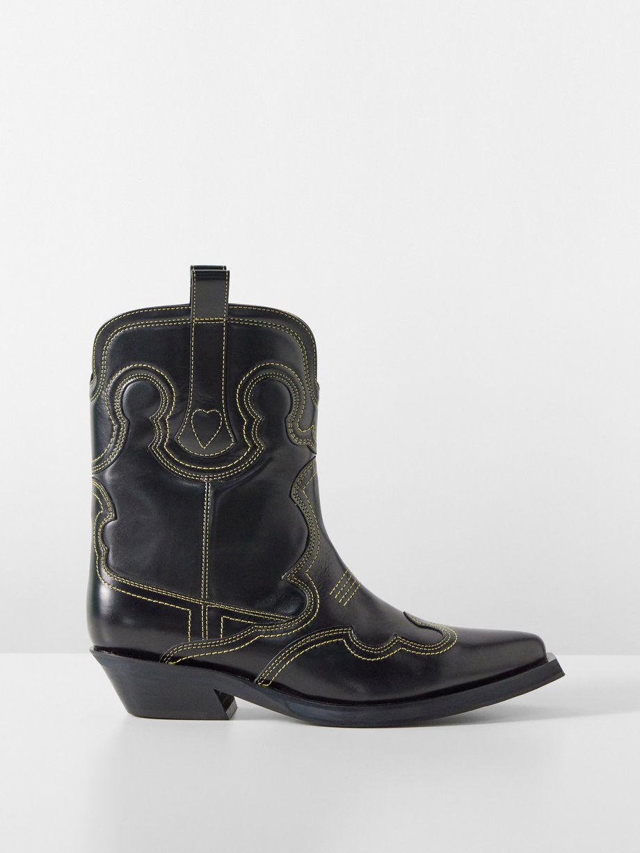 GANNI Western leather ankle boots