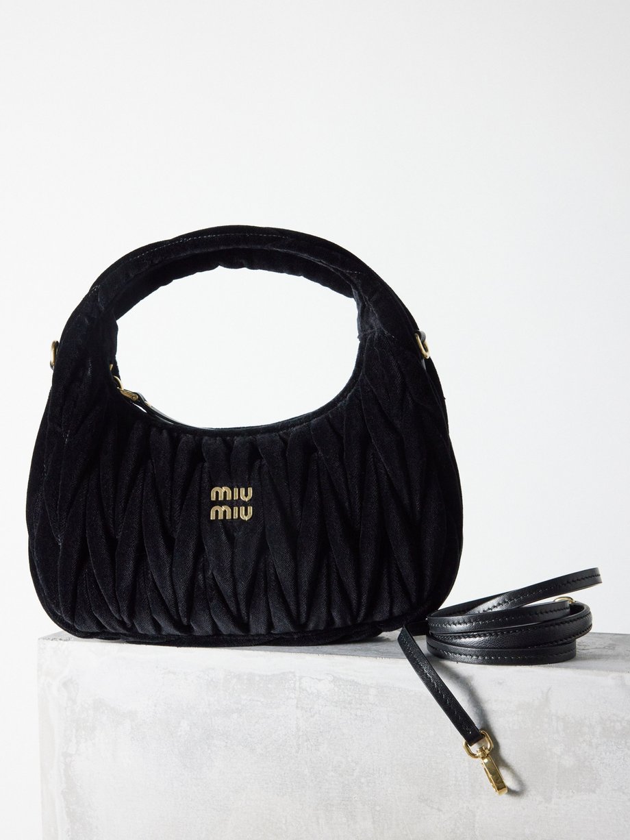 Miu Miu Wander small matelassé-velvet handbag
