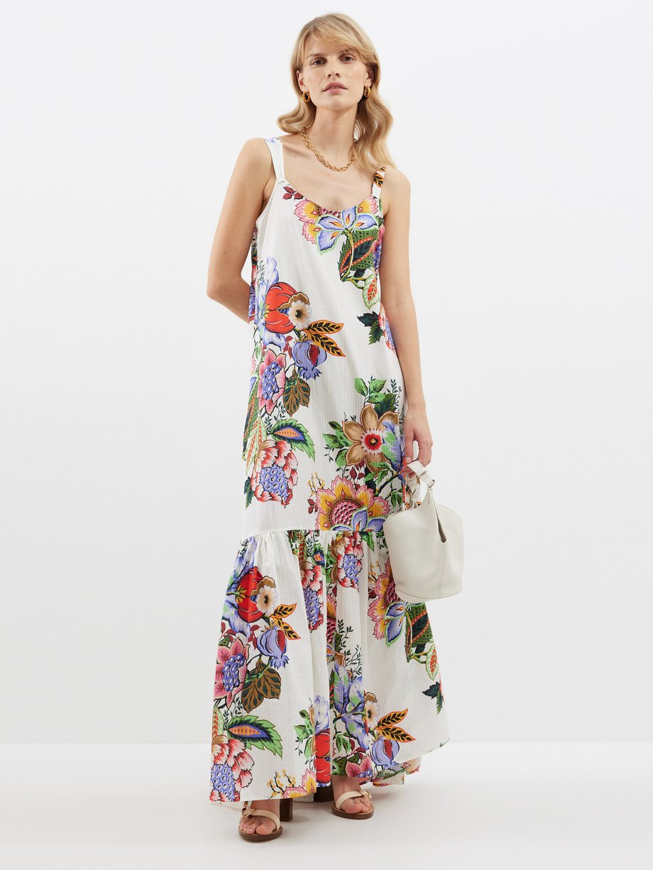 White Floral-print cotton-blend maxi dress | Etro | MATCHES UK