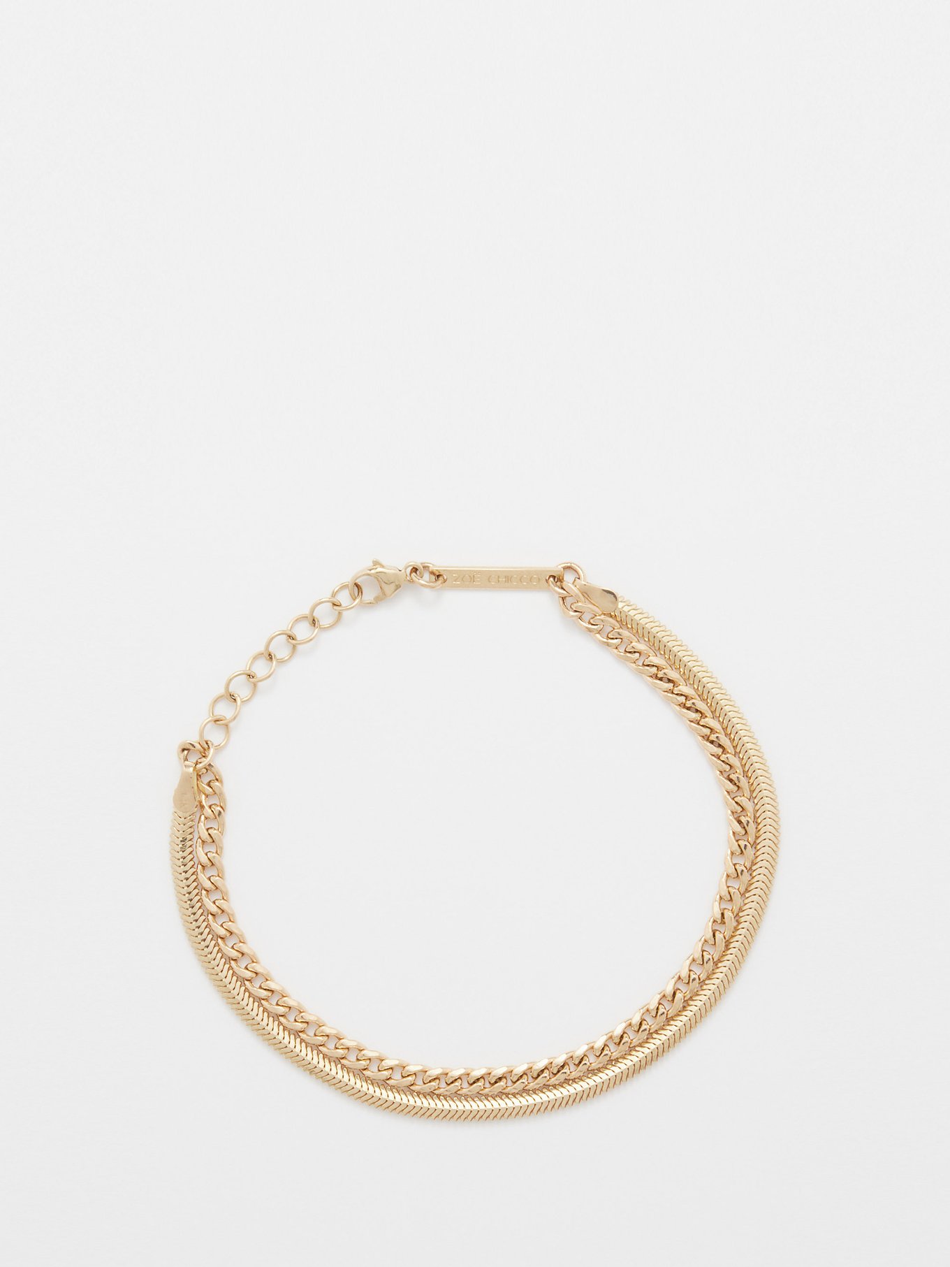 Yellow gold Double Chain 14kt gold bracelet, Zoë Chicco