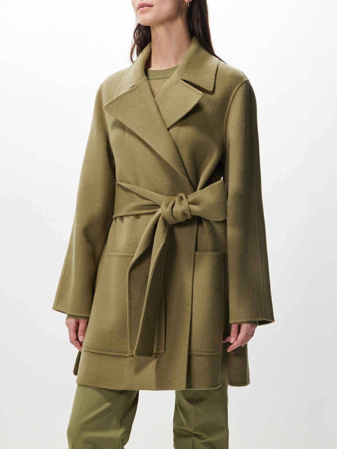 Clemence wool-blend wrap coat