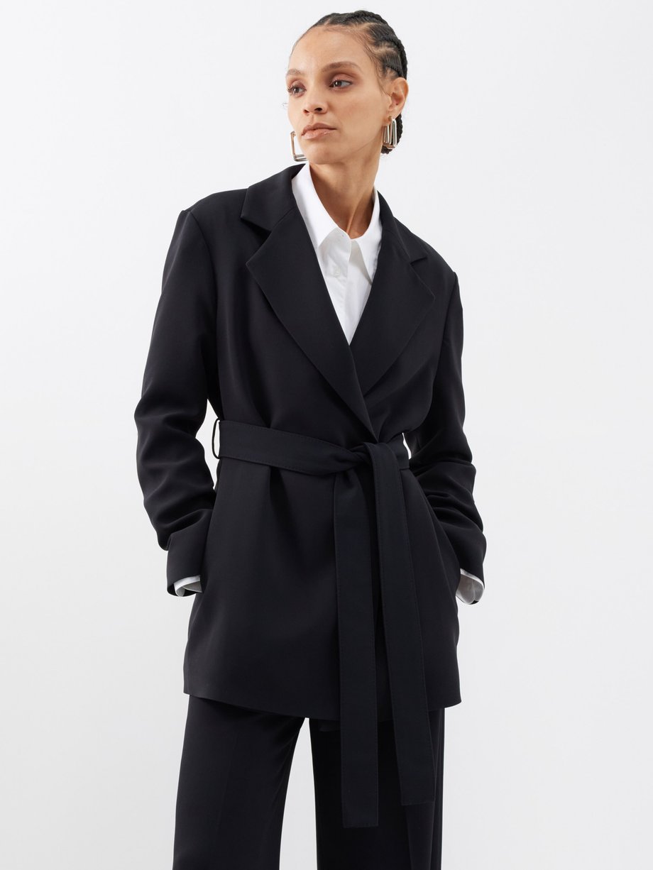 Black Cenda belted twill jacket | Joseph | MATCHES UK