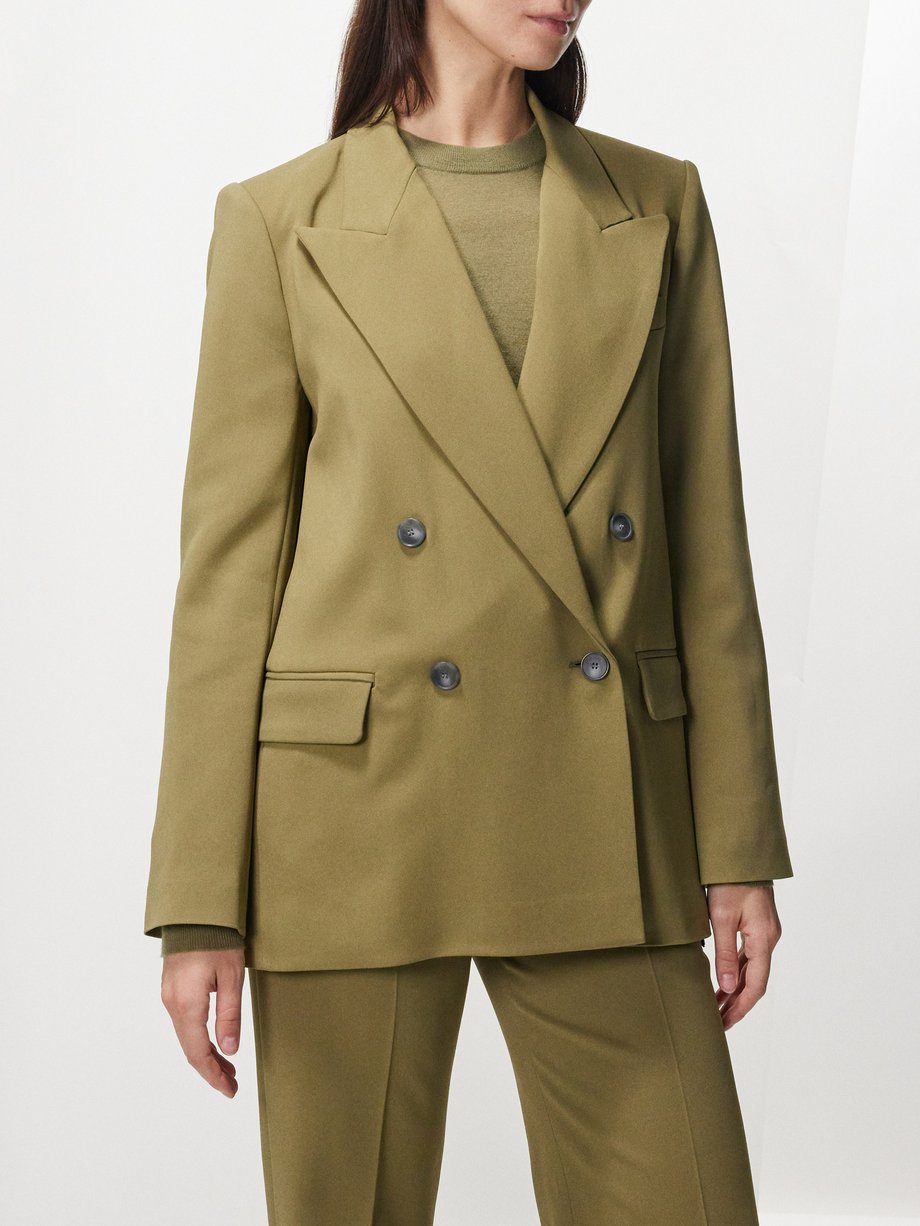 Green Jaden double-breasted cady suit jacket | Joseph | MATCHES UK