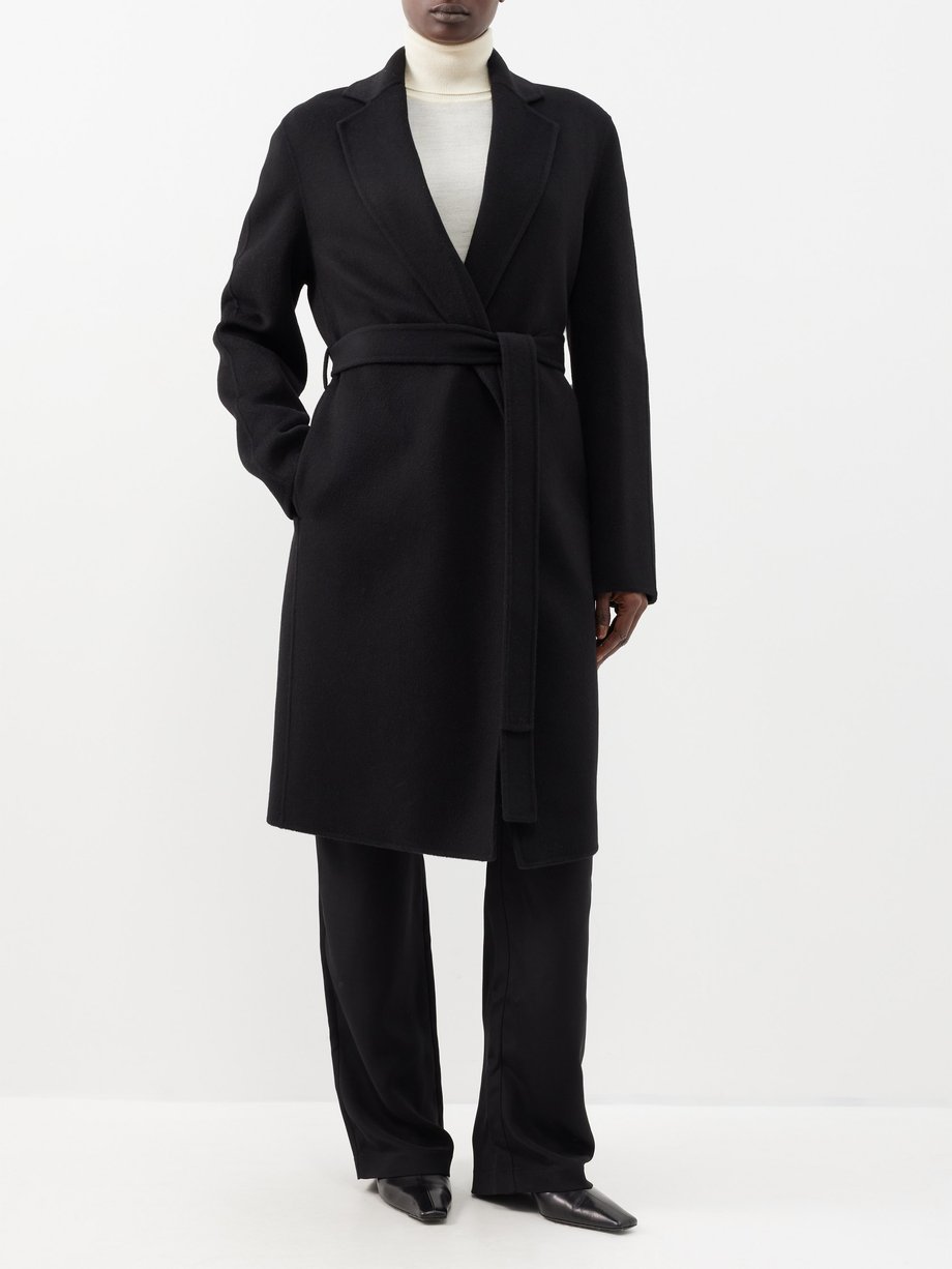 Black Cenda belted wool-blend coat | Joseph | MATCHES UK