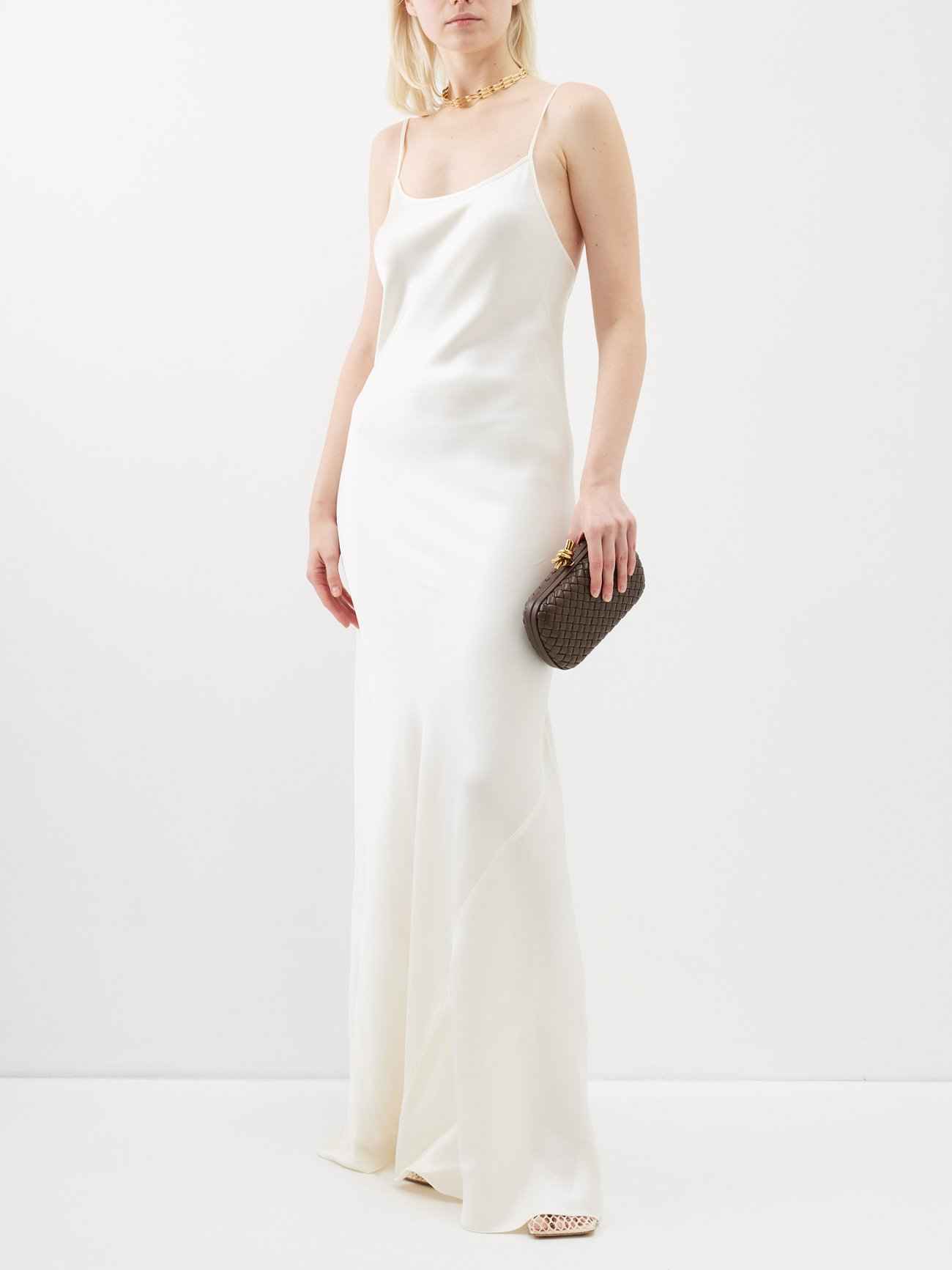 Satin slip dress in white - Victoria Beckham