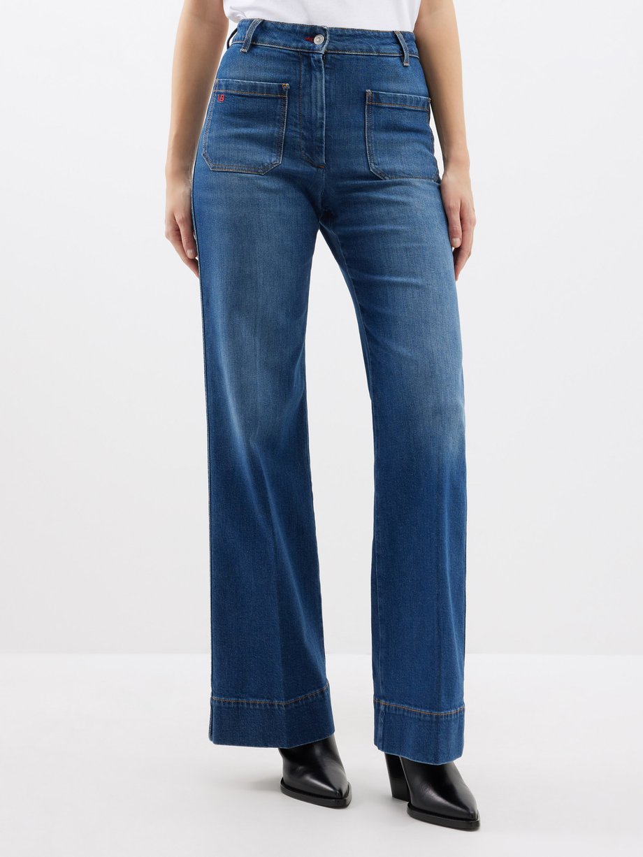 Blue Alina patch-pocket wide-leg jeans | Victoria Beckham | MATCHES UK