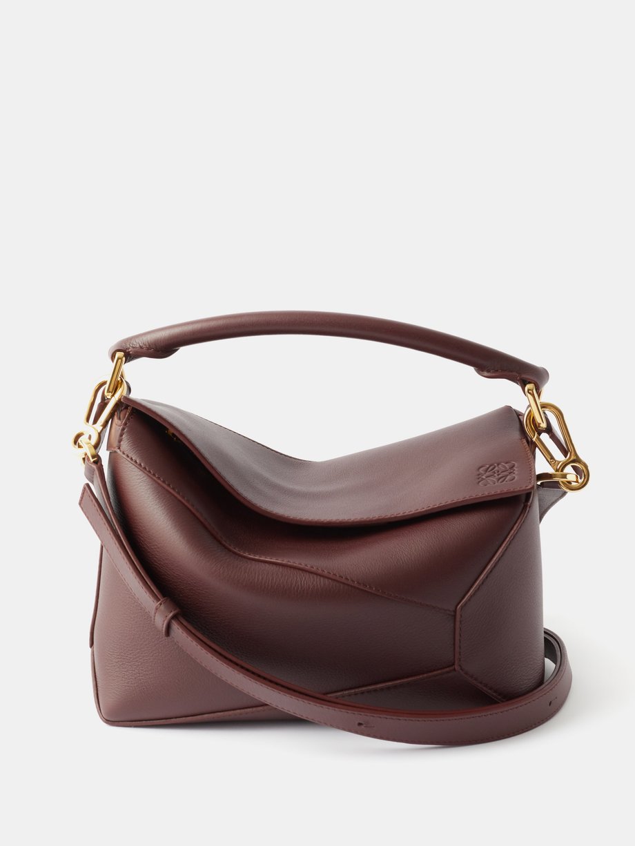 Burgundy Puzzle small grained-leather cross-body bag | LOEWE | MATCHES UK