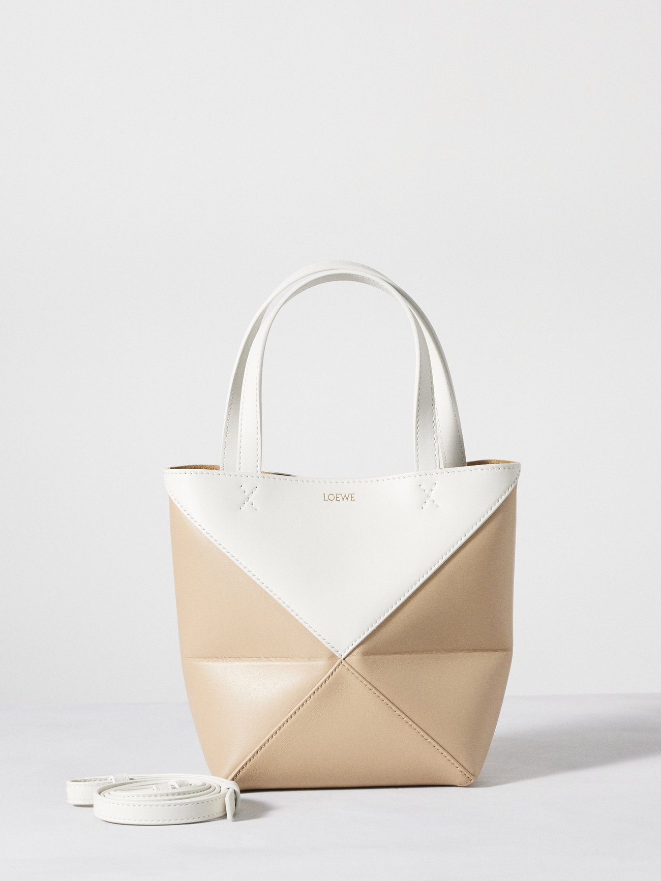 Puzzle Fold mini leather tote bag